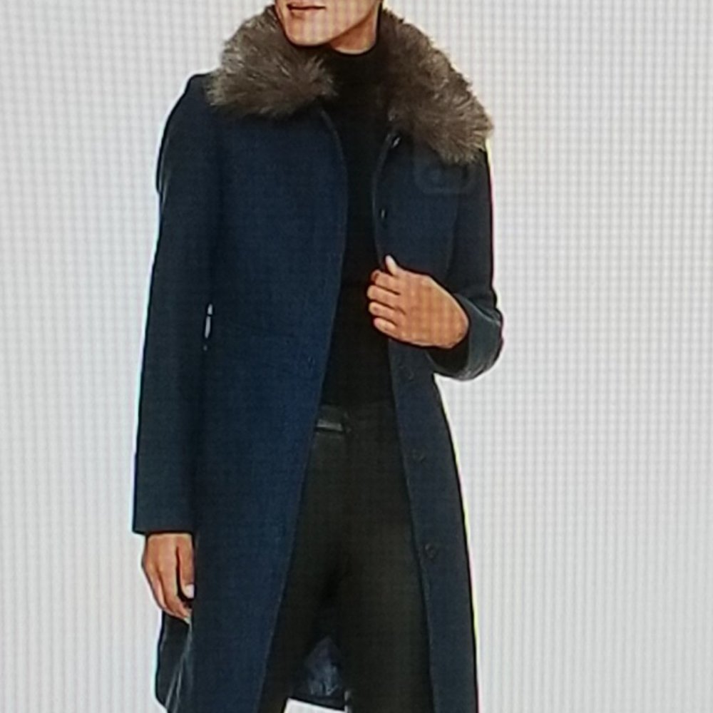 Twill Coat Navy and Black